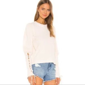 Free People Tasha Thermal Lace-up Sleeves Top